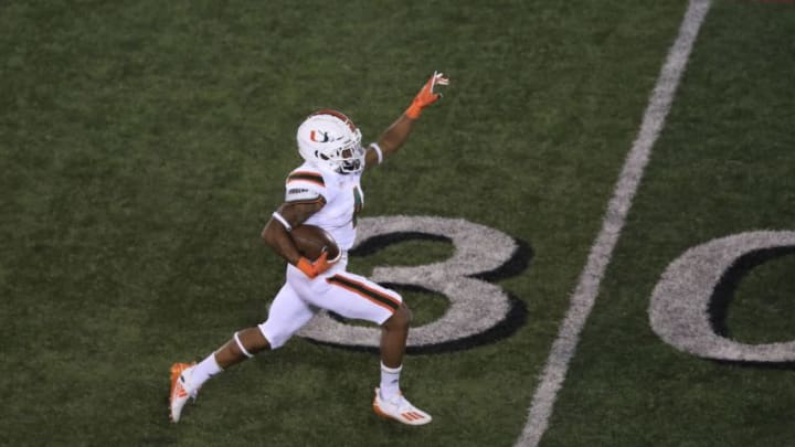 Jaylan Knighton, Miami football (Photo by Andy Lyons/Getty Images)