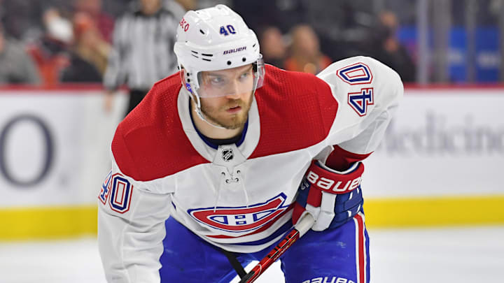 Mar 13, 2022; Philadelphia, Pennsylvania, USA; Montreal Canadiens right wing Joel Armia. Mandatory Credit: Eric Hartline-USA TODAY Sports