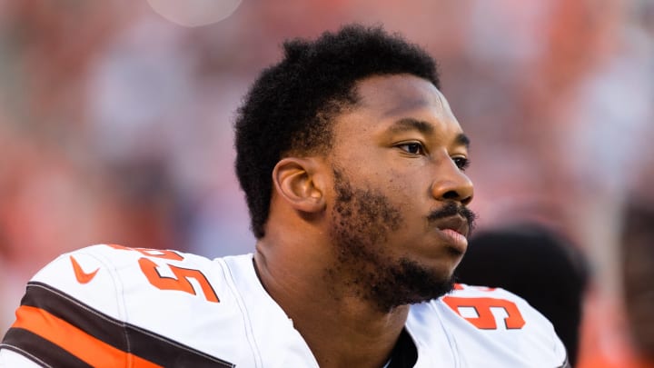 Myles  Garrett #95 of the Cleveland Browns (Photo by Jason Miller/Getty Images)