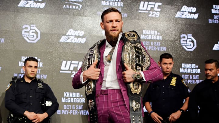NEW YORK, NY - SEPTEMBER 20: Conor McGregor poses for photos during the UFC 229 Press Conference at Radio City Music Hall on September 20, 2018 in New York City. (Photo by Steven Ryan/Getty Images)