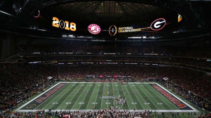ATLANTA, GA - JANUARY 08: General view of Mercedes-Benz Stadium during the College Football Playoff National Championship game between the Georgia Bulldogs and the Alabama Crimson Tide on January 8, 2018 in Atlanta, Georgia. (Photo by Mike Zarrilli/Getty Images)