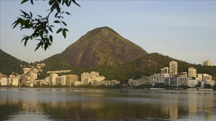 Oct 24, 2013; Rio de Janiero, BRA; A general view of view of Lagoa Rodrigo de Freitas (site for the rowing competition) in Rio during the first world press briefing for the Rio 2016 Olympic Games. Mandatory Credit: RVR Photos-USA TODAY Sports