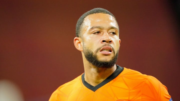AMSTERDAM, NETHERLANDS - SEPTEMBER 7: Memphis Depay during the nations league match between The Netherlands and Italy at Johan Cruijff Arena on September 7, 2020 in Amsterdam, Netherlands. (Photo by Jeroen Meuwsen/BSR Agency/Getty Images)