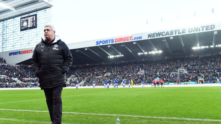 NEWCASTLE UPON TYNE, ENGLAND - JANUARY 01: Steve Bruce, Manager of Newcastle United looks on during the Premier League match between Newcastle United and Leicester City at St. James Park on January 01, 2020 in Newcastle upon Tyne, United Kingdom. (Photo by Mark Runnacles/Getty Images)