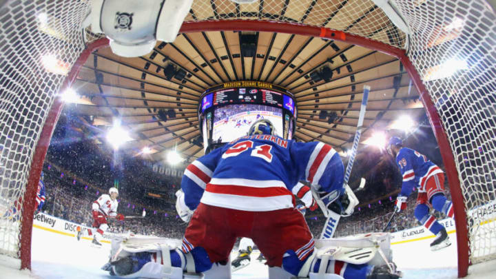 NEW YORK, NEW YORK - MAY 22: Igor Shesterkin #31 of the New York Rangers skates against the Carolina Hurricanes in Game Three of the Second Round of the 2022 Stanley Cup Playoffs at Madison Square Garden on May 22, 2022 in New York City. (Photo by Bruce Bennett/Getty Images)