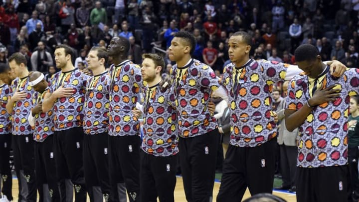 Dec 15, 2016; Milwaukee, WI, USA; Milwaukee Bucks players remembers sports broadcaster Craig Sager before game against the Chicago Bulls at BMO Harris Bradley Center. Mandatory Credit: Benny Sieu-USA TODAY Sports