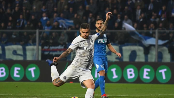 EMPOLI, ITALY - DECEMBER 29: Mauro Icardi of FC Internazionale#9 in action during the Serie A match between Empoli and FC Internazionale at Stadio Carlo Castellani on December 29, 2018 in Empoli, Italy. (Photo by Claudio Villa - Inter/Inter via Getty Images)