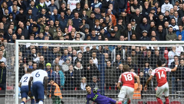 LONDON, ENGLAND - MARCH 02: Pierre-Emerick Aubameyang of Arsenal has his penalty saved by Hugo Lloris of Tottenham Hotspur during the Premier League match between Tottenham Hotspur and Arsenal FC at Wembley Stadium on March 02, 2019 in London, United Kingdom. (Photo by Michael Regan/Getty Images)