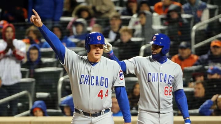 Chicago Cubs first baseman Anthony Rizzo (44) celebrates with right fielder Jorge Soler (68) – Mandatory Credit: Anthony Gruppuso-USA TODAY Sports
