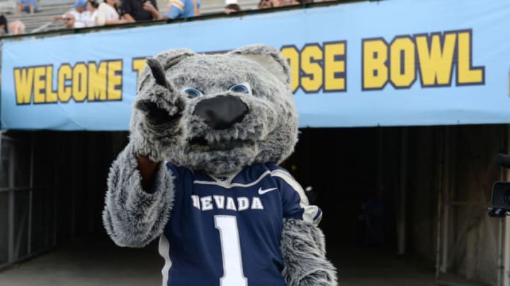 PASADENA, CA - AUGUST 31: Nevada Wolf Pack mascot poses before the game against the UCLA Bruins at Rose Bowl on August 31, 2013 in Pasadena, California. (Photo by Harry How/Getty Images)