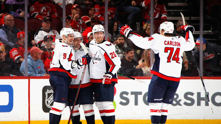 Conor Sheary, Dmitry Orlov, Lars Eller, John Carlson, Washington Capitals (Photo by Bruce Bennett/Getty Images)