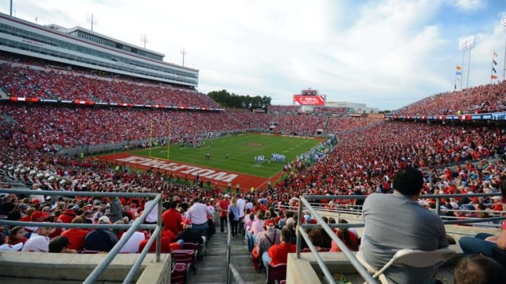 Nov 28, 2015; Raleigh, NC, USA; A general overview of Carter Finley Stadium during the first half between the North Carolina State Wolfpack and North Carolina Tar Heels. Mandatory Credit: Rob Kinnan-USA TODAY Sports