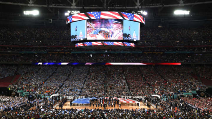 GLENDALE, AZ - APRIL 03: A general view during the National Anthem prior to the game between the Gonzaga Bulldogs and the North Carolina Tar Heels during the 2017 NCAA Men's Final Four Championship at University of Phoenix Stadium on April 3, 2017 in Glendale, Arizona. North Carolina defeated Gonzaga 71-65. (Photo by Lance King/Getty Images)