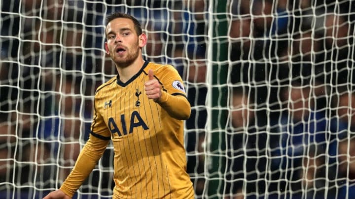 LEICESTER, ENGLAND - MAY 18: Vincent Janssen of Tottenham Hotspur gestures during the Premier League match between Leicester City and Tottenham Hotspur at The King Power Stadium on May 18, 2017 in Leicester, England. (Photo by Matthew Ashton - AMA/Getty Images)