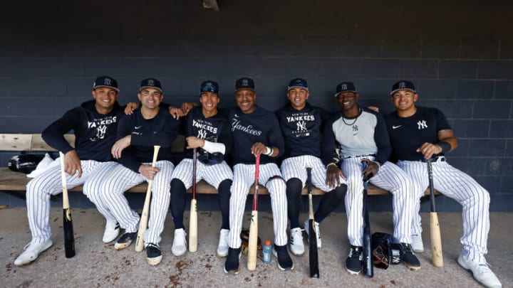 Everson Pereira, Jose Peraza, Oswaldo Cabrera, Willie Randolph, Oswald Peraza, Michael Beltre and Phillip Evans of the New York Yankees (Photo by New York Yankees/Getty Images)