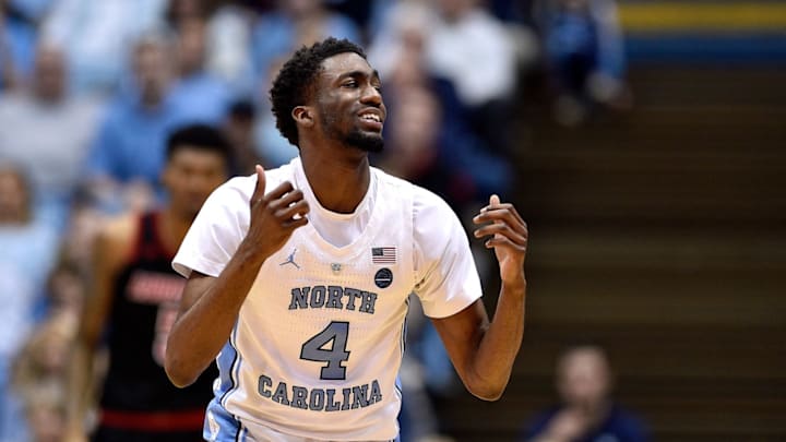 CHAPEL HILL, NORTH CAROLINA – JANUARY 12: Brandon Robinson #4 of the North Carolina Tar Heels reacts after turning the ball over against the Louisville Cardinals during the second half of their game at the Dean Smith Center on January 12, 2019 in Chapel Hill, North Carolina. Louisville won 83-62. (Photo by Grant Halverson/Getty Images)