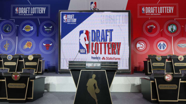 CHICAGO, IL - MAY 14: An overall view of the stage at the 2019 NBA Draft Lottery on May 14, 2019 at the Chicago Hilton in Chicago, Illinois. NOTE TO USER: User expressly acknowledges and agrees that, by downloading and/or using this photograph, user is consenting to the terms and conditions of the Getty Images License Agreement. Mandatory Copyright Notice: Copyright 2019 NBAE (Photo by Jeff Haynes/NBAE via Getty Images)