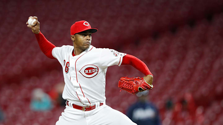 CINCINNATI, OH – APRIL 23: Raisel Iglesias #26 of the Cincinnati Reds pitches in the ninth inning of a game against the Atlanta Braves at Great American Ball Park on April 23, 2018, in Cincinnati, Ohio. The Reds won 10-4. (Photo by Joe Robbins/Getty Images)