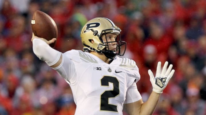 MADISON, WI - OCTOBER 14: Elijah Sindelar #2 of the Purdue Boilermakers throws a pass in the fourth quarter against the Wisconsin Badgers at Camp Randall Stadium on October 14, 2017 in Madison, Wisconsin. (Photo by Dylan Buell/Getty Images)