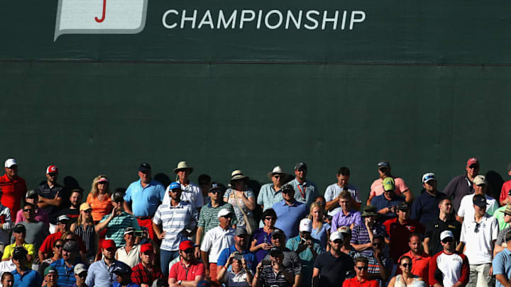 CROMWELL, CT - JUNE 25: Fans stand on the 18th hole during the final round of the Travelers Championship at TPC River Highlands on June 25, 2017 in Cromwell, Connecticut. (Photo by Maddie Meyer/Getty Images)