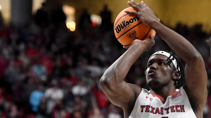 Texas Tech’s forward Robert Jennings (4) shoots a free throw against Northwestern State in a basketball game, Monday, Nov. 7, 2022, at United Supermarkets Arena.