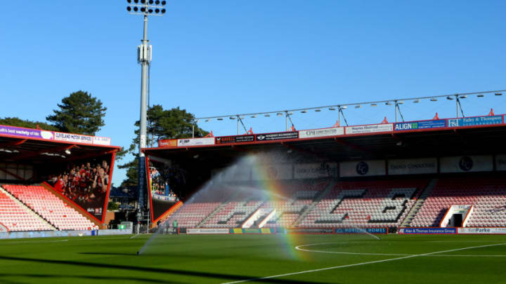 BOURNEMOUTH, ENGLAND - DECEMBER 04: A rainbow forms as the sprinklers water the pitch before the Premier League match between AFC Bournemouth and Liverpool at Vitality Stadium on December 4, 2016 in Bournemouth, England. (Photo by Catherine Ivill - AMA/Getty Images)