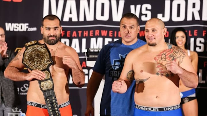 Blagoy Ivanov and Shawn Jordan pose at WSOF 35 weigh-ins Credit: World Series of Fighting