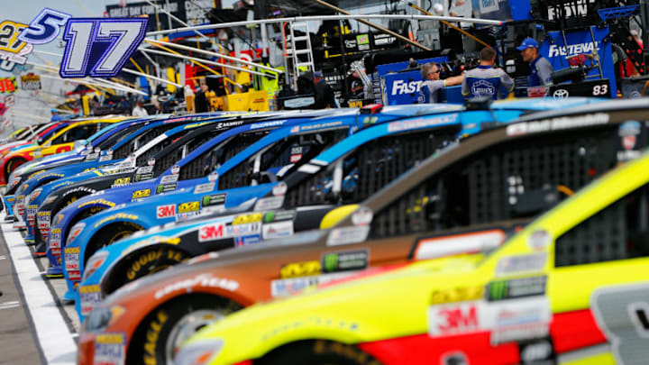 WATKINS GLEN, NY - AUGUST 06: The car of Dale Earnhardt Jr., driver of the #88 Axalta Chevrolet, is lined up on the grid prior to during qualifying for the Monster Energy NASCAR Cup Series I Love NY 355 at The Glen at Watkins Glen International on August 6, 2017 in Watkins Glen, New York. (Photo by Jonathan Ferrey/Getty Images)