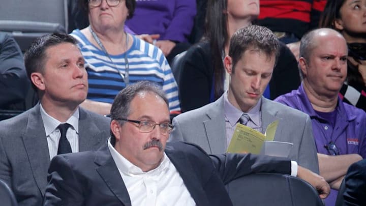 SACRAMENTO, CA - MARCH 19: Head coach Stan Van Gundy of the Detroit Pistons coaches against the Sacramento Kings on March 19, 2018 at Golden 1 Center in Sacramento, California. NOTE TO USER: User expressly acknowledges and agrees that, by downloading and or using this photograph, User is consenting to the terms and conditions of the Getty Images Agreement. Mandatory Copyright Notice: Copyright 2018 NBAE (Photo by Rocky Widner/NBAE via Getty Images)