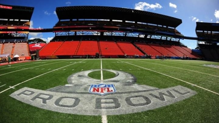 Jan 29, 2012; Honolulu, HI, USA; A general view of the stadium with the Pro Bowl logo on the field prior to the 2012 Pro Bowl at Aloha Stadium. Mandatory Credit: Kyle Terada-USA TODAY Sports