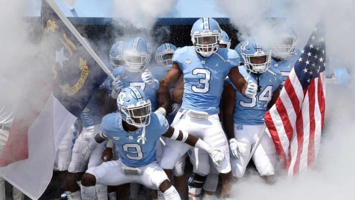 CHAPEL HILL, NC - SEPTEMBER 22: The North Carolina Tar Heels wait to take the field against the Pittsburgh Panthers during their game at Kenan Stadium on September 22, 2018 in Chapel Hill, North Carolina. (Photo by Grant Halverson/Getty Images)