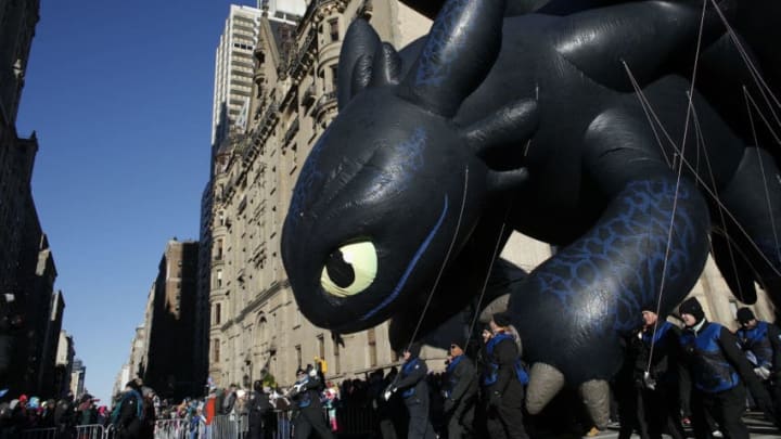 NEW YORK, NY - NOVEMBER 22: The balloon for Toothless from the How to Train Your Dragon floats during the 92nd annual Macy's Thanksgiving Day Parade on November 22, 2018 in New York City. (Photo by Kena Betancur/Getty Images)