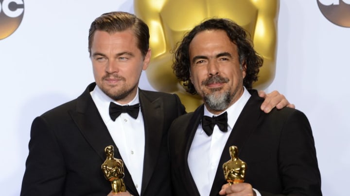 HOLLYWOOD, CA – FEBRUARY 28: Actor Leonardo DiCaprio and director Alejandro González Iñárritu inside the press room for the 88th Annual Academy Awards held at Loews Hollywood Hotel on February 28, 2016 in Hollywood, California. (Photo by Albert L. Ortega/Getty Images)