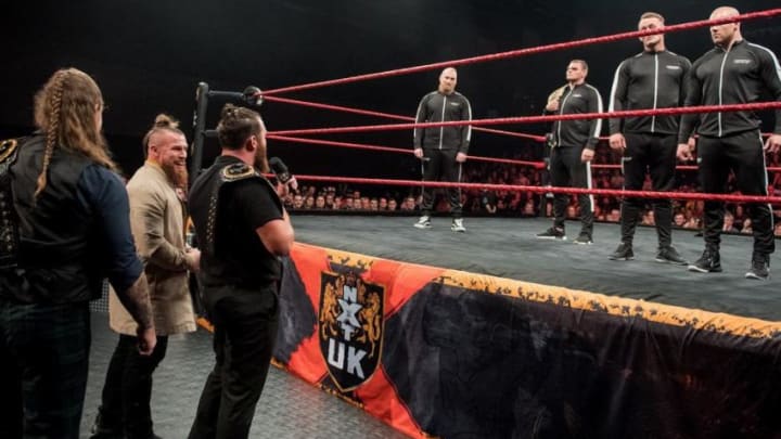 Gallus confronts Imperium on the Oct. 24, 2019 edition of NXT UK. Photo: WWE.com