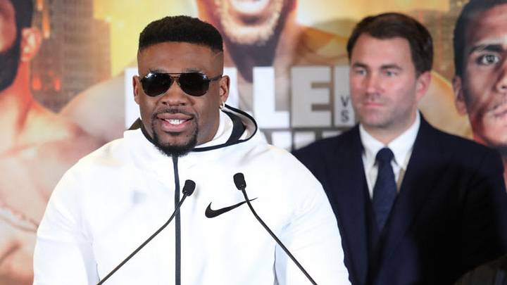 NEW YORK, NY - OCTOBER 26: Jarrell Miller addresses members of the media to announce his fight against Bogdan Dinu of Romania on the November 17, 2018 Mulvane, Kansas fight card at Madison Square Garden on October 26, 2018 in New York City. (Photo by Edward Diller/Getty Images)