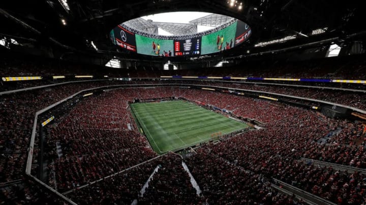 ATLANTA, GA - OCTOBER 22: A general view of Mercedes-Benz Stadium during the match between the Atlanta United and the Toronto FC on October 22, 2017 in Atlanta, Georgia. (Photo by Kevin C. Cox/Getty Images)