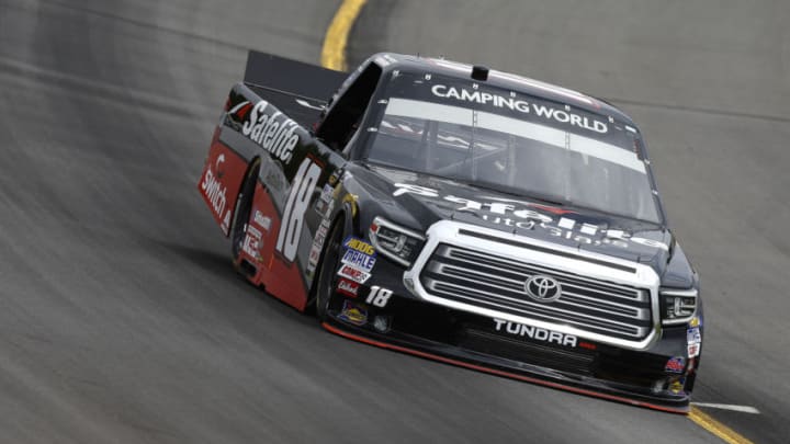 LONG POND, PA - JULY 27: Noah Gragson, driver of the #18 Safelite AutoGlass Toyota, practices for the Nascar Camping World Truck Series Gander Outdoors 150 at Pocono Raceway on July 27, 2018 in Long Pond, Pennsylvania. (Photo by Jeff Zelevansky/Getty Images)