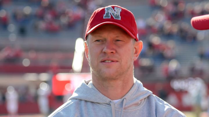 LINCOLN, NE - NOVEMBER 16: Head coach Scott Frost of the Nebraska Cornhuskers watches action before the game against the Wisconsin Badgers at Memorial Stadium on November 16, 2019 in Lincoln, Nebraska. (Photo by Steven Branscombe/Getty Images)