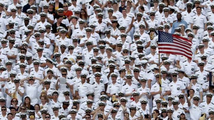 JACKSONVILLE, FL - NOVEMBER 05: A general view of the Navy Midshipmen fans during the game against the Notre Dame Fighting Irish at EverBank Field on November 5, 2016 in Jacksonville, Florida. (Photo by Sam Greenwood/Getty Images) Navy won the game 28-27.