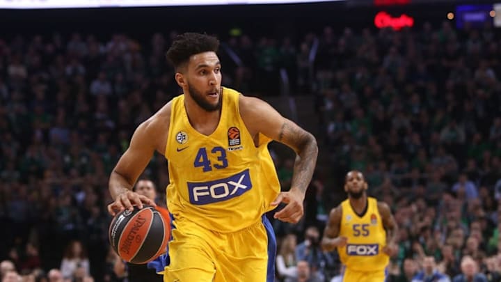 KAUNAS, LITHUANIA - FEBRUARY 01: Jonah Bolden, #43 of Maccabi Fox Tel Aviv in action during the 2017/2018 Turkish Airlines EuroLeague Regular Season Round 21 game between Zalgiris Kaunas and Maccabi Fox Tel Aviv at Zalgirio Arena on February 1, 2018 in Kaunas, Lithuania. (Photo by Alius Koroliovas/EB via Getty Images)