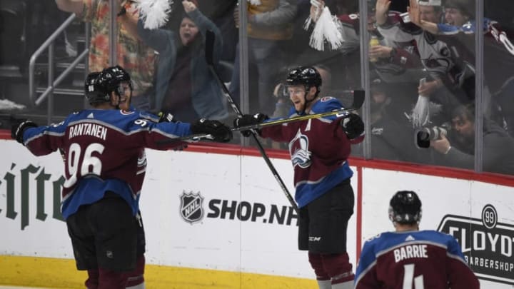 DENVER, CO - APRIL 16: Colorado Avalanche center Nathan MacKinnon