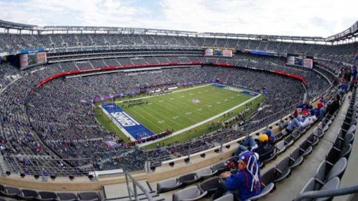 Nov 10, 2013; East Rutherford, NJ, USA; General view of MetLife Stadium prior to game between the New York Giants and the Oakland Raiders. Mandatory Credit: Jim O Nov 10, 2013; East Rutherford, NJ, USA; General view of MetLife Stadium prior to game between the New York Giants and the Oakland Raiders. Mandatory Credit: Jim O