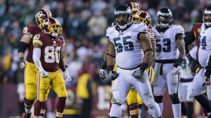 LANDOVER, MD – DECEMBER 30: Brandon Graham #55 of the Philadelphia Eagles reacts against the Washington Redskins during the second half at FedExField on December 30, 2018 in Landover, Maryland. (Photo by Scott Taetsch/Getty Images)