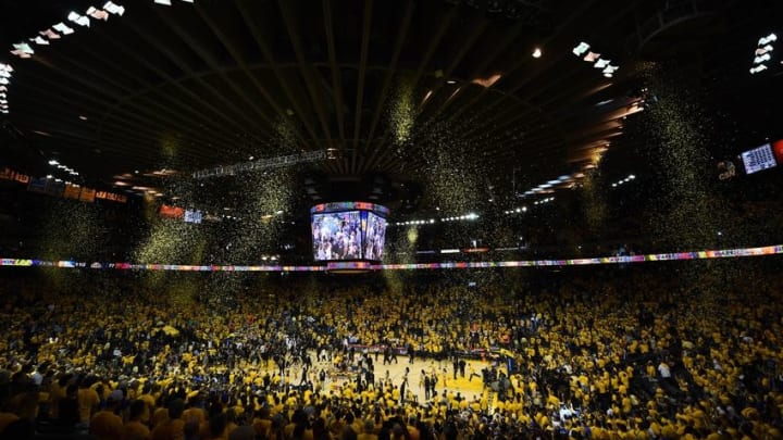 June 2, 2016; Oakland, CA, USA; General view as the Golden State Warriors defeat the Cleveland Cavaliers 110-77 in game two of the NBA Finals at Oracle Arena. Mandatory Credit: Bob Donnan-USA TODAY Sports