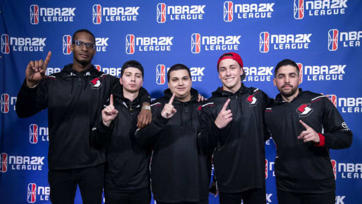 LONG ISLAND CITY, NY - AUGUST 11: Blazer5 Gaming poses for a photo after the game against the Pacers Gaming on August 11, 2018 at the NBA 2K Studio in Long Island City, New York. NOTE TO USER: User expressly acknowledges and agrees that, by downloading and/or using this photograph, user is consenting to the terms and conditions of the Getty Images License Agreement. Mandatory Copyright Notice: Copyright 2018 NBAE (Photo by Michelle Farsi/NBAE via Getty Images)