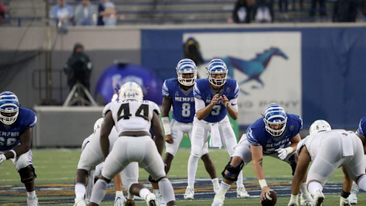 MEMPHIS, TN - OCTOBER 13: Brady White #3 of the Memphis Tigers awaits the snap from Drew Kyser #54 of the Memphis Tigers against the Central Florida Knights on October 13, 2018 at Liberty Bowl Memorial Stadium in Memphis, Tennessee. Central Florida defeated Memphis 31-30. (Photo by Joe Murphy/Getty Images)