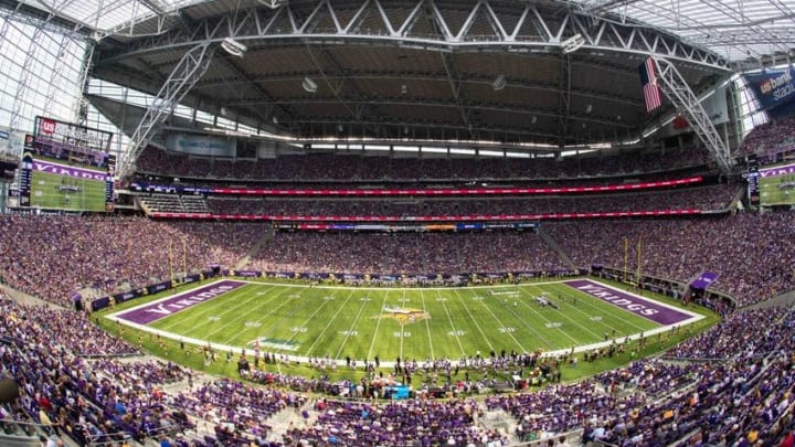 Aug 28, 2016; Minneapolis, MN, USA; A general view of U.S. Bank Stadium during the second quarter in a preseason game between the Minnesota Vikings and the San Diego Chargers. Mandatory Credit: Brace Hemmelgarn-USA TODAY Sports