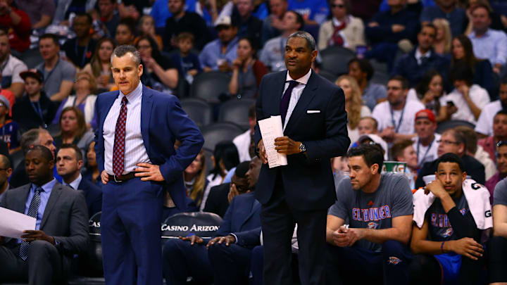 Billy Donovan, Maurice Cheeks Mandatory Credit: Mark J. Rebilas-USA TODAY Sports