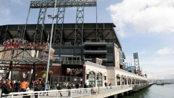 April 05, 2013; San Francisco, CA, USA; A general view as San Francisco Giants fans arrive for opening day against the St. Louis Cardinals at AT&T Park. Mandatory Credit: Kelley L Cox-USA TODAY Sports