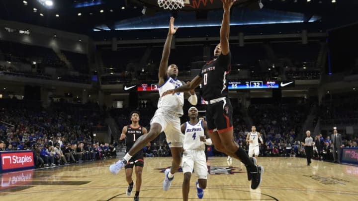 CHICAGO, ILLINOIS - DECEMBER 04: Kyler Edwards #0 of the Texas Tech Red Raiders shoots a lay up in the second half against the DePaul Blue Demons at Wintrust Arena on December 04, 2019 in Chicago, Illinois. (Photo by Quinn Harris/Getty Images)
